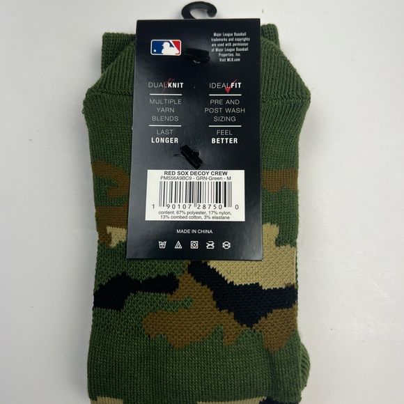 Boston Red Sox Socks Decoy Crew Classic Fit PKWY Camo Women 3-8 Youth 1-6 Sz M - Picture 3 of 5